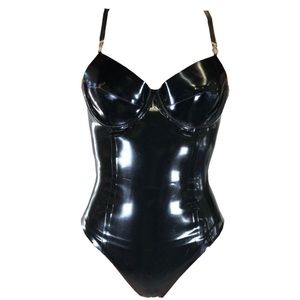 Latex Bodysuit pvc rubber| black size medium back zipper VEX   BRAND NEW